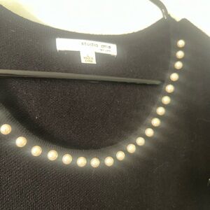 Studio 17 Black Sweater with Pearl Details
